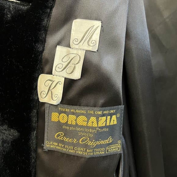 Borgazia Career Originals Vintage Faux Fur Coat Womens 10 Black Belted READ - Picture 7 of 16